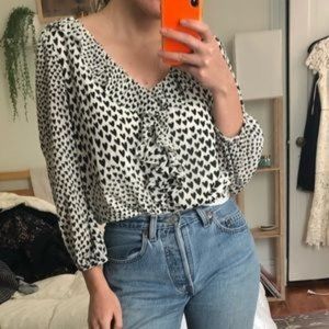 J.Crew Hearts flowy Ruffle blouse Size Small